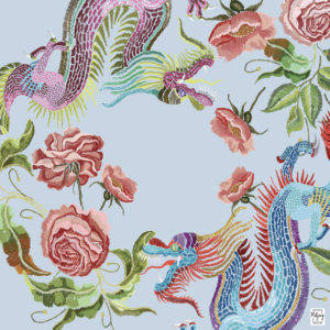 YEAR OF THE DRAGON MAT - PERIWINKLE