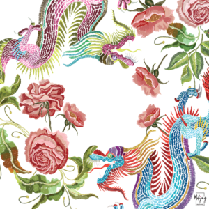 YEAR OF THE DRAGON MAT - DOVE WHITE